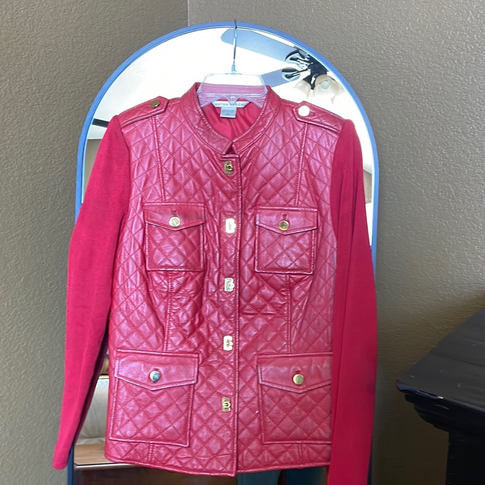Red leather jacket